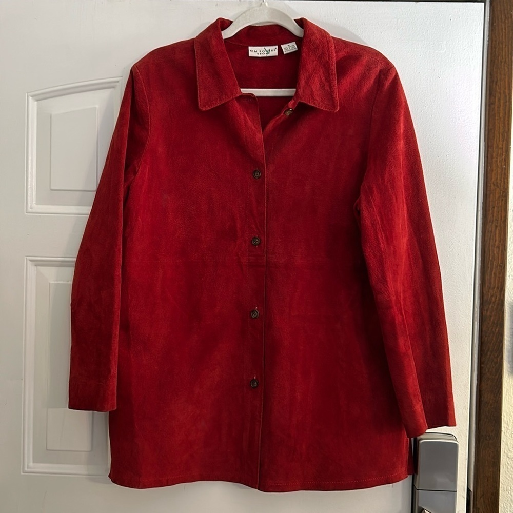 LEATHER KIM ROGERS SPORT VINTAGE BUTTON UP JACKET/COAT M